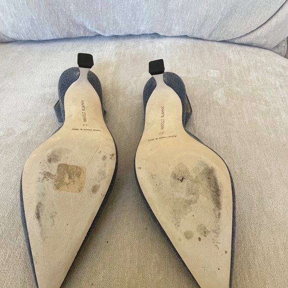 Manolo Blahnik Carolyne Denim Blue Pumps 37 - Picture 3 of 10